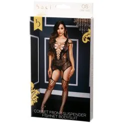 Baci Lingeri Baci Net Bodystocking Met Bretels En Kousen -Sexy lingerie Verkoop 16151 baci net bodystocking med hofteholder og stromper 10 package q100