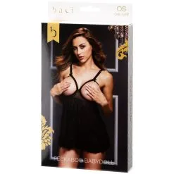 Baci Lingeri Baci Peekaboo Babydoll Negligee 11 Baci Lingeri Baci Peekaboo Babydoll Negligee -Sexy lingerie Verkoop 16157 baci peekaboo babydoll neglige sort 10 package q100