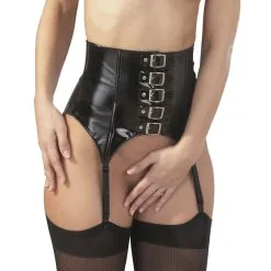 Sexy lingerie Verkoop 37 Orion Black Level Lak Jarretel Met Gesp