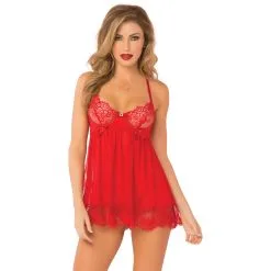 J&V Apparel Inc Seven 'til Midnight High Bed Of Roses Babydoll Set