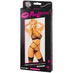 Pink Lipstick Hot And Harnessed BH En G-string Set -Sexy lingerie Verkoop 17129 pink lipstick hot and harnessed bh og g streng saet 90 pack q100