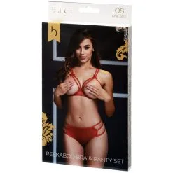 Baci Lingeri Baci Strappy Rode Open Beha-set -Sexy lingerie Verkoop 17463 baci strappy aben bh saet rod 10 package q100