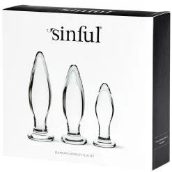Sinful BumBum Glazen Buttplug-set -Sexy lingerie Verkoop 18400 sinful bumbum glas butt plug s q100 01