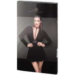 Waligora Noir Handmade Chiffon Mini-jurk Met Choker -Sexy lingerie Verkoop 19855 noir handmade your muse kjole med choker 90 pack q100