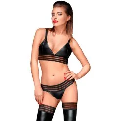 Waligora Noir Handgemaakt Power Wetlook Bralette