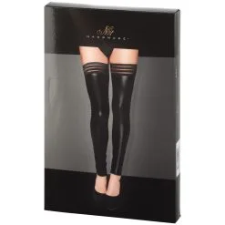 Waligora Noir Handmade Power Wetlook Hold-Up Stockings -Sexy lingerie Verkoop 19885 noir handmade making me high selvsiddende stroemper 90 pack q100