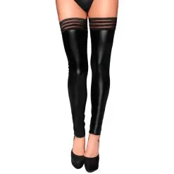 Waligora Noir Handmade Power Wetlook Hold-Up Stockings