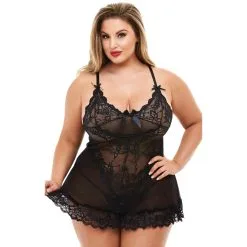 Baci Lingeri Baci Mini Kanten Hemd Plus Size