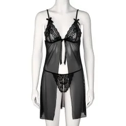 Sinful NORTIE Gro Black Kanten Babydoll Set -Sexy lingerie Verkoop 20264 nortie gro sort blonde babydoll saet 06 product q100