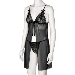 Sinful NORTIE Gro Black Kanten Babydoll Set -Sexy lingerie Verkoop 20264 nortie gro sort blonde babydoll saet 07 product q100