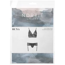 Sinful NORTIE Runa Kanten BH En Jattetelgordel Set -Sexy lingerie Verkoop 20274 nortie runa blonde bh og strompeholder saet 90 pack q100