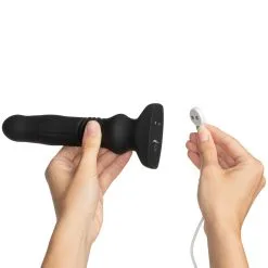 XR Brands Thunderplugs Stotende En Zwellende Vibrerende Buttplug -Sexy lingerie Verkoop 21776 thunderplugs swelling and thrusting butt plug 07 hand q100