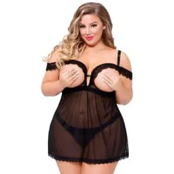 J&V Apparel Inc Seven 'til Midnight Kanten Babydoll Set Plus Size