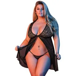 Magic Silk 'Fly Away' Babydoll Kanten Set Plus Size