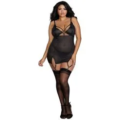 DG Brands Dreamgirl Plus Size Mesh Jarretel Set