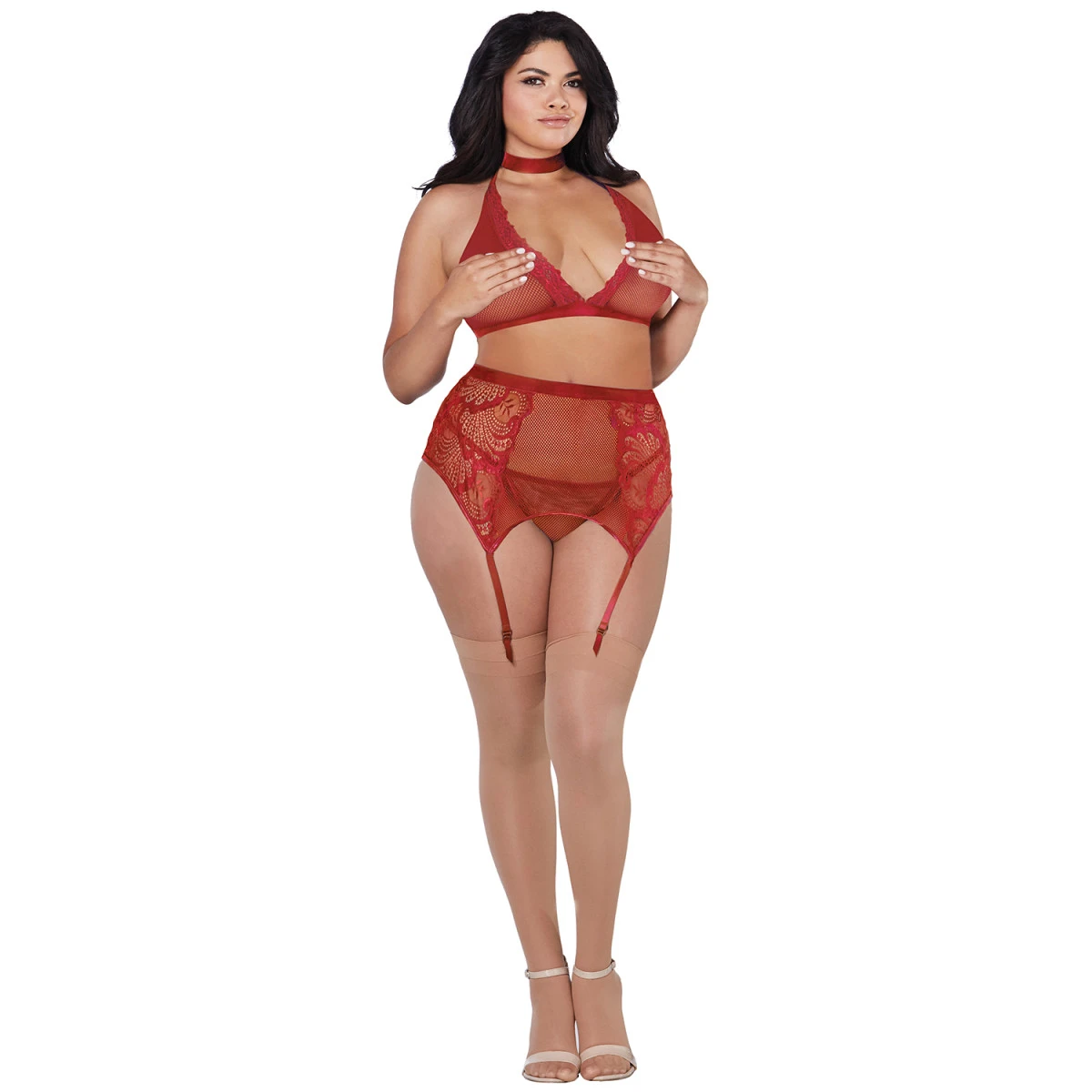DG Brands Dreamgirl Plus Size 4-delige Kanten Set 3 DG Brands Dreamgirl Plus Size 4-delige Kanten Set