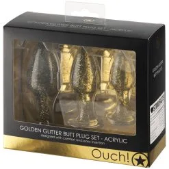 Shots-Media Ouch! Glitter Buttplug Set -Sexy lingerie Verkoop 24689 ouch butt plug set 90 pack q100