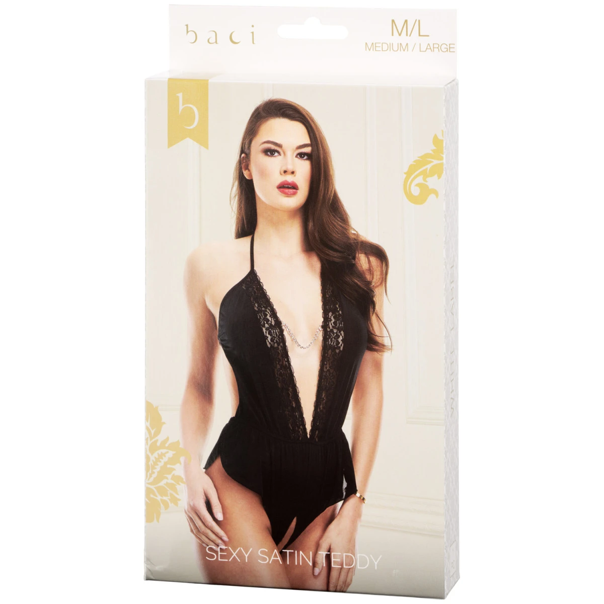 Baci Lingeri Baci Sexy Satijnen Zwarte Teddy 5 Baci Lingeri Baci Sexy Satijnen Zwarte Teddy - Afbeelding 3