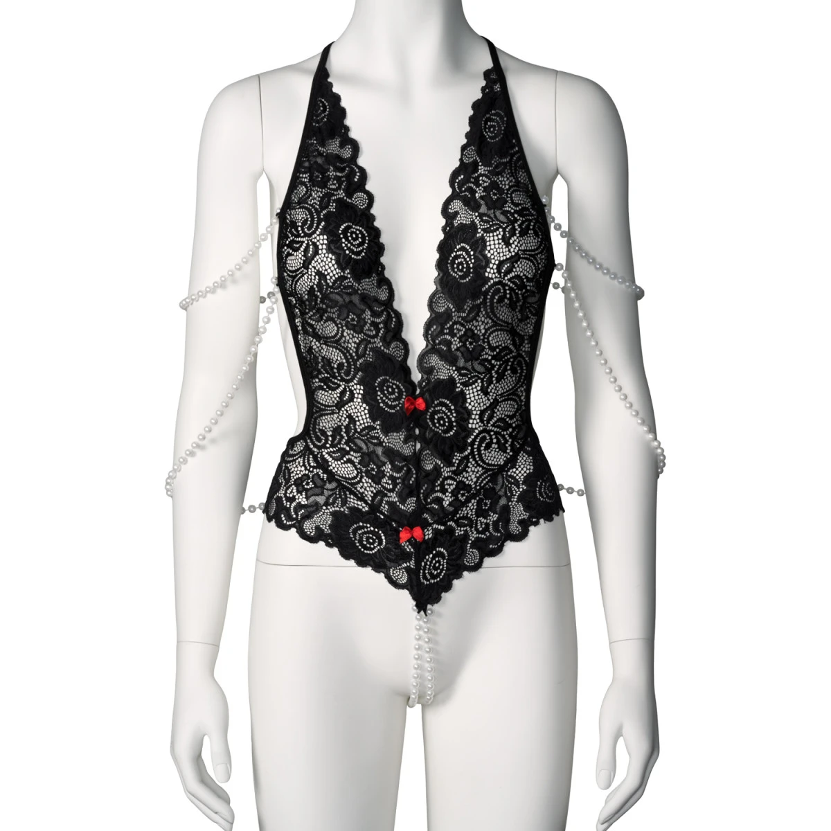 EDC Vixen I Kissed A Pearl Kruisloze Kanten Teddy Met Parels 3 EDC Vixen I Kissed A Pearl Kruisloze Kanten Teddy Met Parels