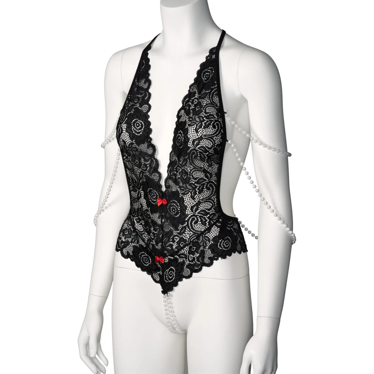 EDC Vixen I Kissed A Pearl Kruisloze Kanten Teddy Met Parels 4 EDC Vixen I Kissed A Pearl Kruisloze Kanten Teddy Met Parels - Afbeelding 2