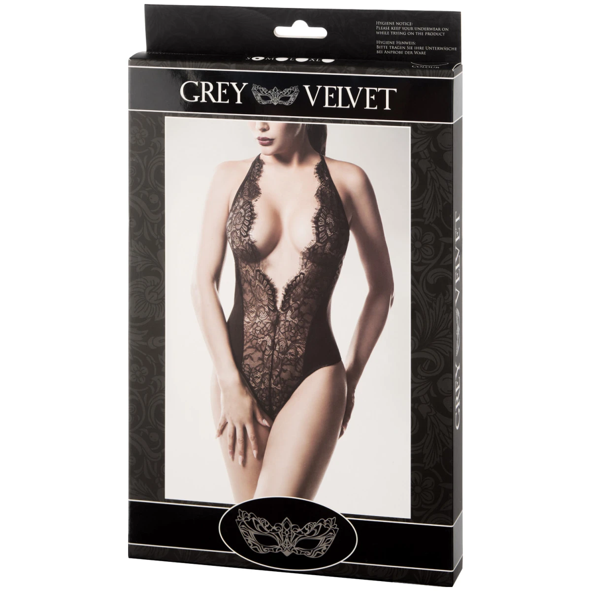 Mixed Grey Velvet Sexy V Plunge Kanten Body 5 Mixed Grey Velvet Sexy V Plunge Kanten Body - Afbeelding 3