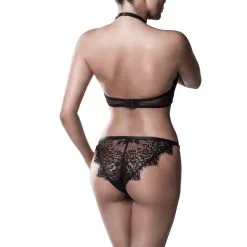 Mixed Grey Velvet Hoge Hals Kanten Bh-set -Sexy lingerie Verkoop 25213 grey velvet highneck lace bra set 02 model q100