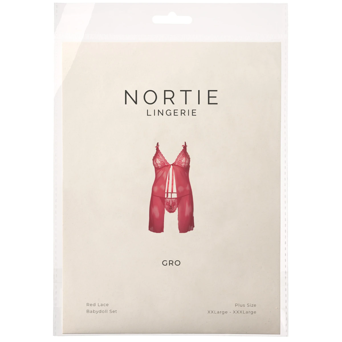 Sinful NORTIE Gro Rode Kanten Babydoll Set Plus Size 10 Sinful NORTIE Gro Rode Kanten Babydoll Set Plus Size - Afbeelding 8