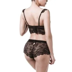 Mixed Grey Velvet Balconette Kanten Bh-set -Sexy lingerie Verkoop 25260 grey velvet balconette lace bra set 02 model q100