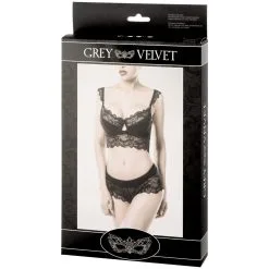 Mixed Grey Velvet Balconette Kanten Bh-set -Sexy lingerie Verkoop 25260 grey velvet balconette lace bra set 90 pack