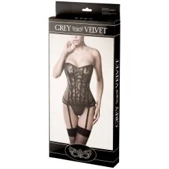 Mixed Grey Velvet Bustier Set -Sexy lingerie Verkoop 25270 grey velvet corsagen 90 pack