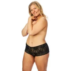 Sinful NORTIE Gunilla Black Kanten Kruisloze Hipster Plus Size -Sexy lingerie Verkoop 25376 nortie gunilla crotchless black lace hipster plus size 01 model q100