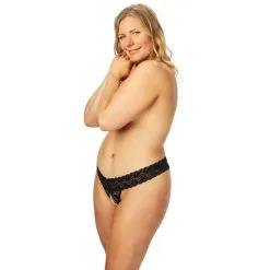 Sinful NORTIE Malin Black Orgasm Kruisloze Parel G-string Plus Size -Sexy lingerie Verkoop 25380 nortie malin black crotchless orgasm pearl thong plus size 01 model q100