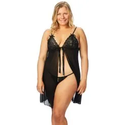 Sinful NORTIE Gro Black Kanten Babydoll Set Plus Size