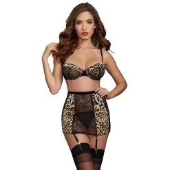 DG Brands Dreamgirl Leopard Bh En Jarretelrok Set
