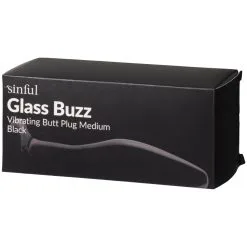 Sinful Glass Buzz Vibrating Medium Buttplug -Sexy lingerie Verkoop 25632 sinful glas buzz vibrerende butt plug medium sort opladelig 90 pack q100