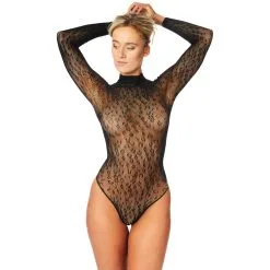 Sinful NORTIE Oda Black Leopard Kruisloze Bodystocking