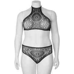 Sinful NORTIE Ronja Halternek En Kruisloos Slipje Set Plus Size -Sexy lingerie Verkoop 25758 nortie ronja sort halterneck og bundl s trusse s t plus size 01 product