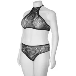 Sinful NORTIE Ronja Halternek En Kruisloos Slipje Set Plus Size -Sexy lingerie Verkoop 25758 nortie ronja sort halterneck og bundl s trusse s t plus size 02 product