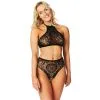 Sinful NORTIE Ronja Halternek En Kruisloos Slipje Set -Sexy lingerie Verkoop 25759 nortie ronja sort halterneck og bundl s trusse s t 01 model q100