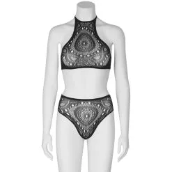 Sinful NORTIE Ronja Halternek En Kruisloos Slipje Set -Sexy lingerie Verkoop 25759 nortie ronja sort halterneck og bundl s trusse s t 01 product