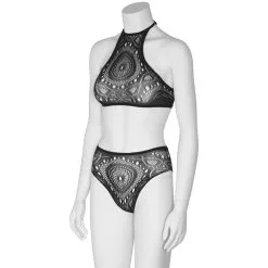 Sinful NORTIE Ronja Halternek En Kruisloos Slipje Set -Sexy lingerie Verkoop 25759 nortie ronja sort halterneck og bundl s trusse s t 02 product