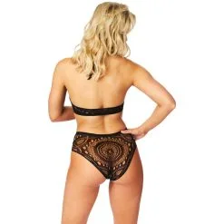 Sinful NORTIE Ronja Halternek En Kruisloos Slipje Set -Sexy lingerie Verkoop 25759 nortie ronja sort halterneck og bundl s trusse s t 03 model q100