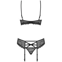 Amocarat Obsessive Rose Black Kanten Jarretel Set -Sexy lingerie Verkoop 25874 obsessive rose black lace suspender set 04 product q100