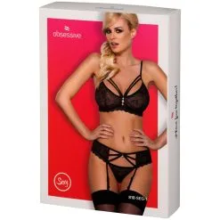 Amocarat Obsessive Rose Black Kanten Jarretel Set -Sexy lingerie Verkoop 25874 obsessive rose black lace suspender set 90 pack q100