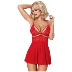 Amocarat Obsessive Rode Babydoll-set Van Mesh