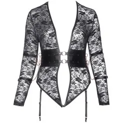 Orion Cottelli Bondage Open Kruis Body Met Lange Mouwen Plus Size -Sexy lingerie Verkoop 26052 cottelli bondage crotchless bodystocking with long sleeves plus size 03 model q100