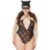 Mixed Coquette Lace Kitty Teddy Met Masker Plus Size -Sexy lingerie Verkoop 26646 coquette lace kitty teddy with mask plus size 01 product q100