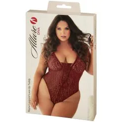 Shots-Media Allure Diva Rayna Rood Luipaardprint Lace-up Teddy Plus Size -Sexy lingerie Verkoop 26747 allure red leopard teddy plus size 90 pack q100