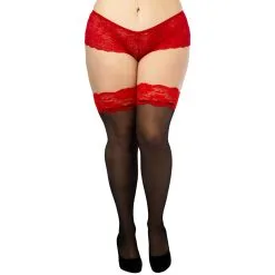 Sinful NORTIE Wilderness Hold-up Kousen Met Rode Kant Plus Size -Sexy lingerie Verkoop 27162 0793 q100 1