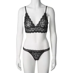 Sinful NORTIE Bay Leaf Black BH Set -Sexy lingerie Verkoop 27167 nortie bay leaf bh og trusse saet 04 product q100